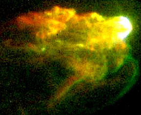 Excitation of a nebula by the Herbig-Haro process.